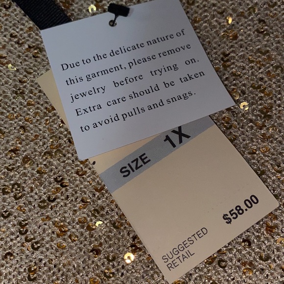 🆕Emaline Women Gold sequined sweater 1X NWT - Picture 4 of 6